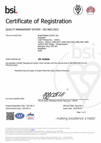 ISO 9001:2015 Certificate