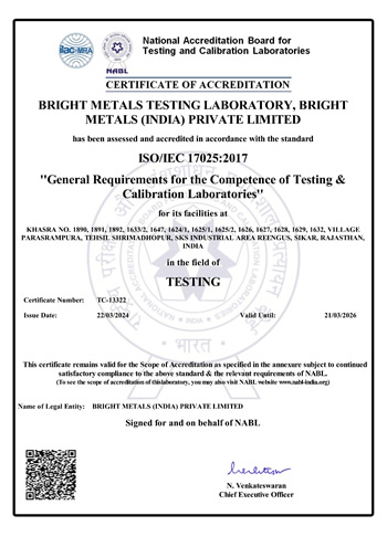 NABL ISO 17025:2017 Certificate